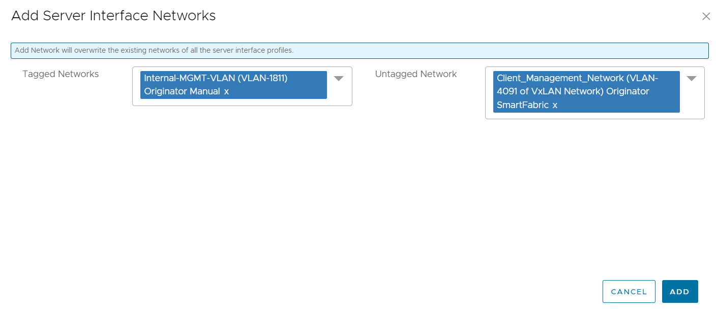 Add Server Interface Networks